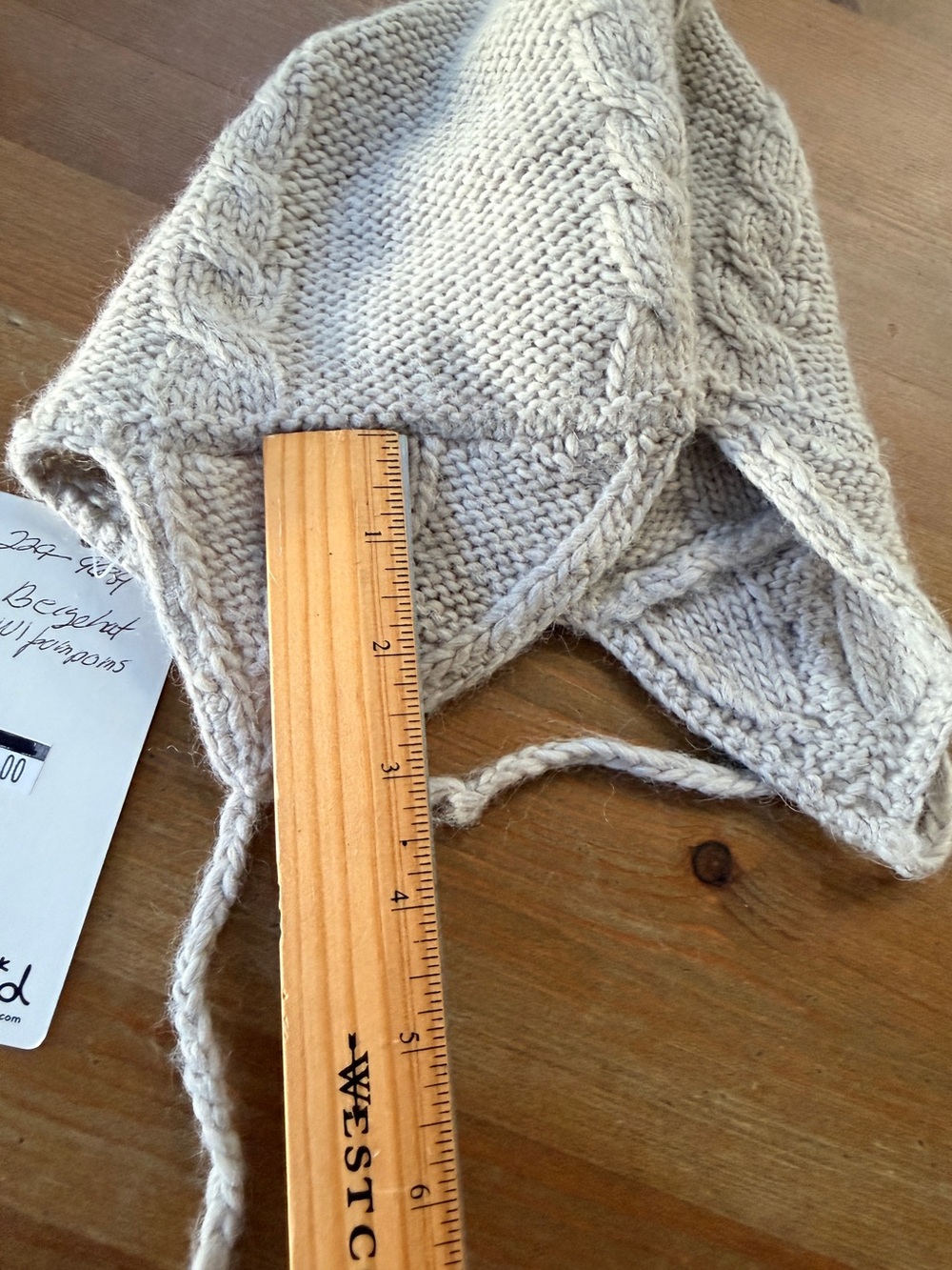 Splendid Women's Grey Cableknit Earflap Hat Bonnett Braided Ties Woolblend Cozy - Picture 14 of 14